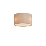 Baymont White 3 Light E27 Flush With 30cm x 17cm Dual Faux Silk Shade, Nude Beige/Moonlight & Frosted Acrylic Diffuser