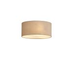 Baymont White 3 Light E27 Universal Flush Ceiling Fixture With 40cm x 18cm Dual Faux Silk Shade, Nude Beige/Moonlight & Frosted Acrylic Diffuser