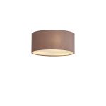 Baymont White 3 Light E27 Universal Flush Ceiling Fixture With 40cm x 18cm Dual Faux Silk Shade, Taupe/Halo Gold & Frosted Acrylic Diffuser