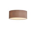 Baymont White 3 Light E27 Universal Flush Ceiling Fixture With 50cm x 20cm Dual Faux Silk Shade, Taupe/Halo Gold & Frosted Acrylic Diffuser