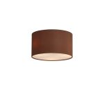 Baymont White 3 Light E27 Flush With 30cm x 17cm Dual Faux Silk Shade Raw Cocoa/Grecian Bronze & Frosted Acrylic Diffuser