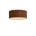 Baymont White 3 Light E27 Universal Flush Ceiling Fixture With 50cm x 20cm Dual Faux Silk Shade Raw Cocoa/Grecian Bronze & Frosted Acrylic Diffuser