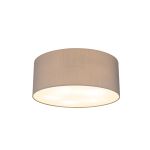 Baymont White 5 Light E27 Universal Flush Ceiling Fixture With 50cm x 20cm Faux Silk Shade, Grey/White Laminate & Frosted Acrylic Diffuser