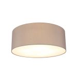 Baymont White 5 Light E27 Universal Flush Ceiling Fixture With 60cm x 22cm Faux Silk Shade, Grey/White Laminate & Frosted Acrylic Diffuser