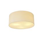 Baymont White 5 Light E27 Universal Flush Ceiling Fixture With 50cm x 20cm Faux Silk Shade, Ivory Pearl/White Laminate & Frosted Acrylic Diffuser