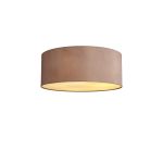 Baymont White 5 Light E27 Universal Flush Ceiling Fixture With 50cm x 20cm Dual Faux Silk Shade, Taupe/Halo Gold & Frosted Acrylic Diffuser