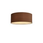 Baymont White 5 Light E27 Universal Flush Ceiling Fixture With 50cm x 20cm Dual Faux Silk Shade, Raw Cocoa/Grecian Bronze & Frosted Acrylic Diffuser