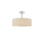 Baymont Polished Chrome 5 Light E27 Semi Flush Fixture, With 45cm x 15cm Faux Silk Shade, Ivory Pearl/White Laminate