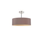 Baymont Polished Chrome 5 Light E27 Semi Flush Fixture, With 45cm x 15cm Dual Faux Silk Shade, Taupe/Halo Gold