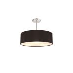 Baymont Polished Chrome 5 Light E27 Semi Flush Fixture, With 45cm x 15cm Faux Silk Shade, Black