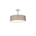 Baymont Polished Chrome 5 Light E27 Semi Flush Fixture, With 45cm x 15cm Faux Silk Shade, Grey