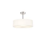 Baymont Polished Chrome 5 Light E27 Semi Flush Fixture, With 45cm x 15cm Faux Silk Shade, White