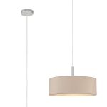 Baymont Polished Chrome  5 Light E27 Single Pendant, With 45cm x 15cm Dual Faux Silk Shade, Nude Beige/Moonlight