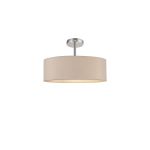 Baymont Polished Chrome 5 Light E27 Drop Flush, With 45cm x 15cm Dual Faux Silk Shade, Nude Beige/Moonlight