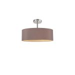 Baymont Polished Chrome 5 Light E27 Drop Flush, With 45cm x 15cm Dual Faux Silk Shade, Taupe/Halo Gold