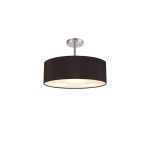 Baymont Polished Chrome 5 Light E27 Drop Flush, With 45cm x 15cm Faux Silk Shade, Black