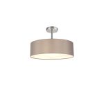 Baymont Polished Chrome 5 Light E27 Drop Flush, With 45cm x 15cm Faux Silk Shade, Grey