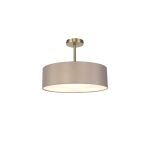 Baymont Antique Brass 5 Light E27 Semi Flush Fixture, With 45cm x 15cm Faux Silk Shade, Grey