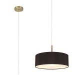 Baymont Antique Brass  5 Light E27 Single Pendant, With 45cm x 15cm Faux Silk Shade, Black