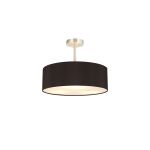 Baymont Satin Nickel 5 Light E27 Semi Flush Fixture, With 45cm x 15cm Faux Silk Shade, Black