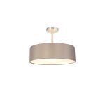 Baymont Satin Nickel 5 Light E27 Semi Flush Fixture, With 45cm x 15cm Faux Silk Shade, Grey