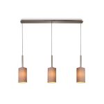 Baymont Satin Nickel 3 Light E27  Linear Pendant, With 12cm Dual Faux Silk Shade, Taupe/Halo Gold