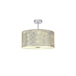 Baymont Polished Chrome 1 Light E27 Semi Flush Fixture With 40cm x 18cm Silver Leaf Shade With Frosted Acrylic Diffuser With Polished Chrome Centre