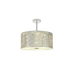 Baymont Polished Chrome 3 Light E27 Semi Flush Fixture With 40cm x 18cm Silver Leaf Shade With Frosted Acrylic Diffuser With Polished Chrome Centre