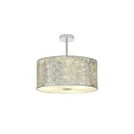 Baymont Polished Chrome 3 Light E27 Semi Flush Fixture With 50cm x 20cm Silver Leaf Shade With Frosted/PC Acrylic Diffuser