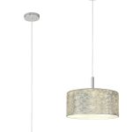 Baymont Polished Chrome  3 Light E27 Single Pendant With 40cm x 18cm Silver Leaf Shade