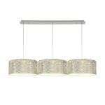 Baymont Polished Chrome 3 Light E27 Linear Pendant With 40cm x 18cm Silver Leaf Shade 2m