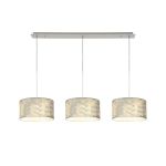 Baymont Polished Chrome 3 Light E27 Linear Pendant With 30cm x 17cm Silver Leaf Shade 2m