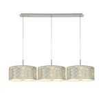 Baymont Polished Chrome 3 Light E27 Linear Pendant With 40cm x 18cm Silver Leaf Shade With Frosted/PC Acrylic Diffuser 3m