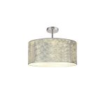 Baymont 40cm Polished Chrome 5 Light E27 Drop Flush With 50cm x 20cm Silver Leaf Shade