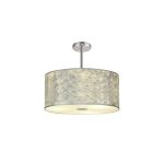 Baymont 40cm Polished Chrome 5 Light E27 Semi Flush Fixture With 50cm x 20cm Silver Leaf Shade With Frosted/PC Acrylic Diffuser