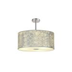 Baymont Polished Chrome 5 Light E27 Semi Flush Fixture With 60cm x 22cm Silver Leaf Shade With Frosted/PC Acrylic Diffuser