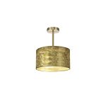 Baymont Antique Brass 1 Light E27 Semi Flush Fixture With 30cm x 17cm Gold Leaf Shade