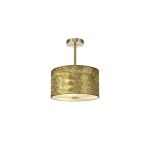Baymont Antique Brass 1 Light E27 Semi Flush Fixture With 30cm x 17cm Gold Leaf Shade With Frosted/AB Acrylic Diffuser