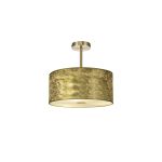 Baymont Antique Brass 1 Light E27 Semi Flush Fixture With 40cm x 18cm Gold Leaf Shade With Frosted/AB Acrylic Diffuser
