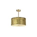 Baymont Antique Brass 3 Light E27 Semi Flush Fixture With 40cm x 18cm Gold Leaf Shade With Frosted/AB Acrylic Diffuser