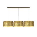 Baymont Antique Brass 3 Light E27 Linear Pendant With 40cm x 18cm Gold Leaf Shade 2m