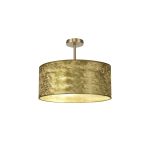 Baymont 40cm Antique Brass 5 Light E27 Semi Flush Fixture With 50cm x 20cm Gold Leaf Shade