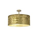 Baymont Antique Brass 5 Light E27 Semi Flush Fixture With 60cm x 22cm Gold Leaf Shade