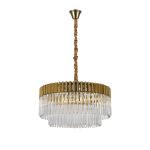 Brewer 80cm Pendant Round 12 Light E14, Brass/Clear Sculpted Glass, Item Weight: 25.4kg