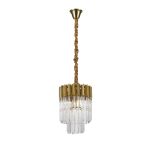 Brewer 30cm Pendant Round 4 Light E14, Brass/Clear Sculpted Glass