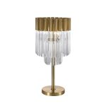 Brewer 30 x H65cm Table Lamp 3 Light E14, Brass/Clear Sculpted Glass