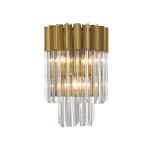 Brewer 27.5 x H41cm Wall 3 Light E14, Brass/Clear Sculpted Glass