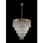 Brewer 80cm Pendant Round 5 Tier 19 Light E14, Polished Nickel/Clear Sculpted Glass, Item Weight: 30.2kg