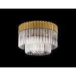 Brewer 60cm Flush Ceiling Round 7 Light E14, Brass/Clear Sculpted Glass, Item Weight: 15kg