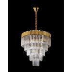 Brewer 80cm Pendant Round 5 Tier 19 Light E14, Brass/Clear Sculpted Glass, Item Weight: 30.2kg